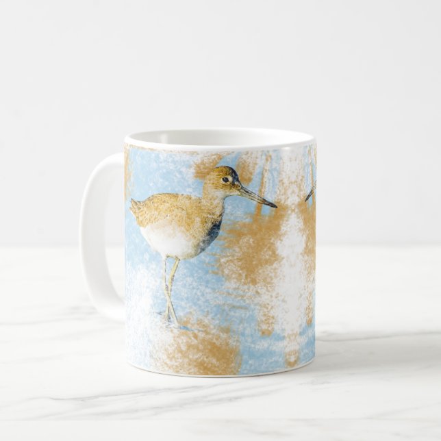 Taza De Café Willet Shorebird Art (Anverso izquierdo)