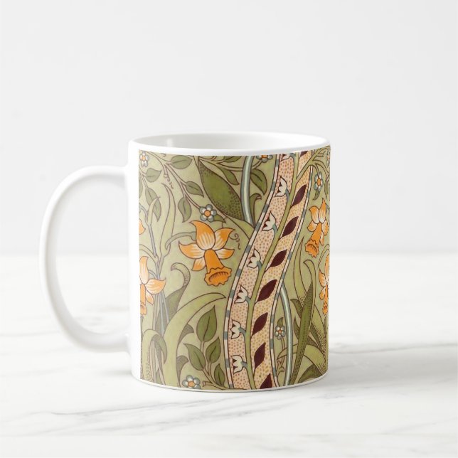 Taza De Café William Morris Daffodil Garden Flor Classic Bota (Izquierda)
