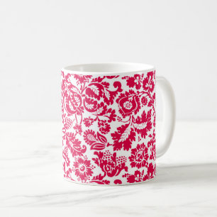 Taza De Café William Morris Floral Damask, Rosa Fucsia 