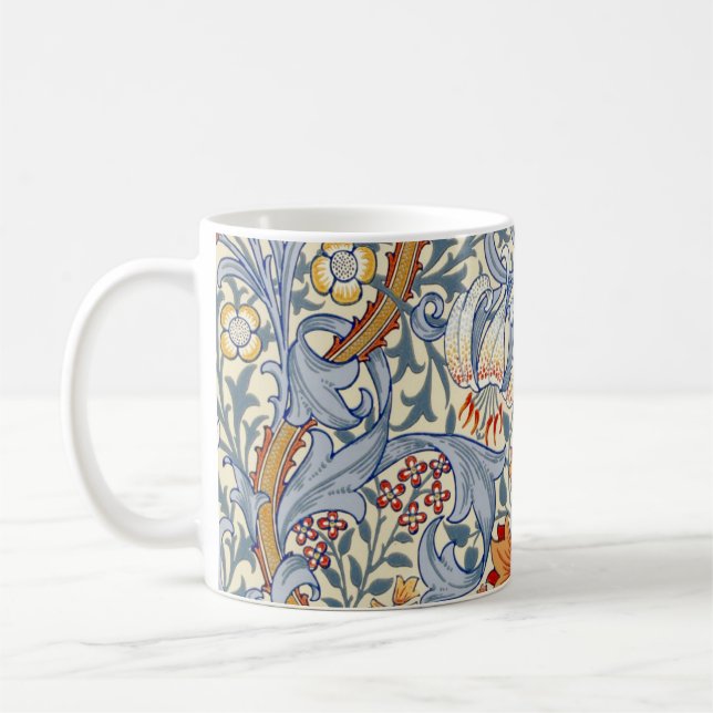 Taza De Café William Morris Gold Lily Victorian Wallpaper (Izquierda)