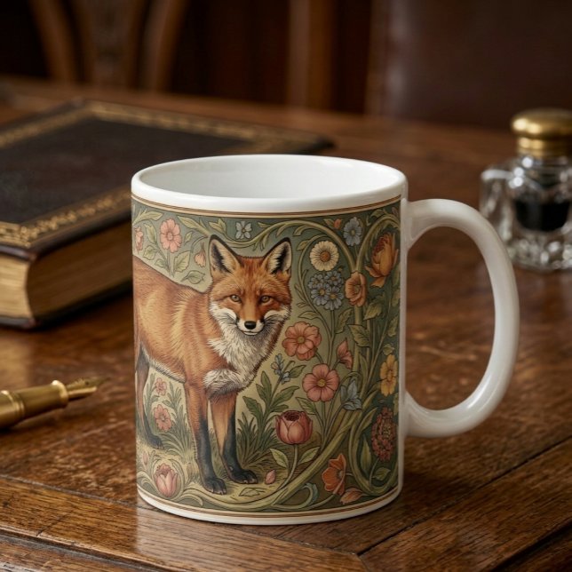 Taza De Café William Morris Inspired Pattern Fox in Flowers (William Morris Inspired Pattern Fox in Flowers Coffee Mug
by Ricaso. A vintage feel in modern art)