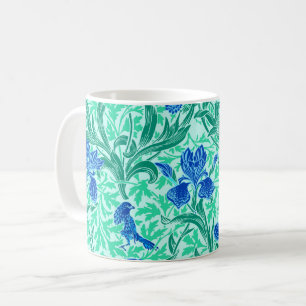 Taza De Café William Morris Irises, Cobalt Blue, Aqua y Verde a