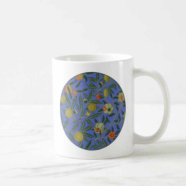 Taza De Café William Morris Papel de fondo azul granate (Derecha)