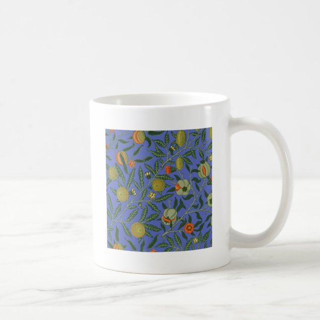 Taza De Café William Morris Papel de fondo azul granate (Derecha)