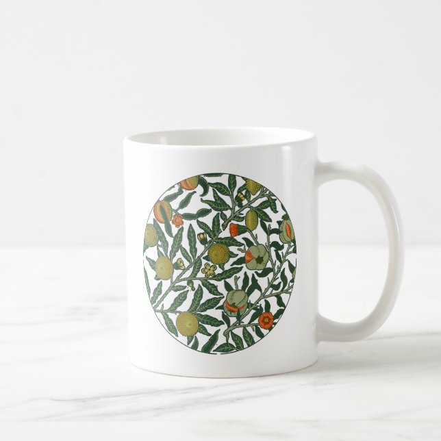 Taza De Café William Morris Papel de fondo azul granate (Derecha)