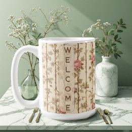 Taza De Café William Morris Rosa Enrejado Trepador Flora Bienve