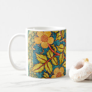Taza De Café William Morris Rosa Wreath: Arte y artesanía clási