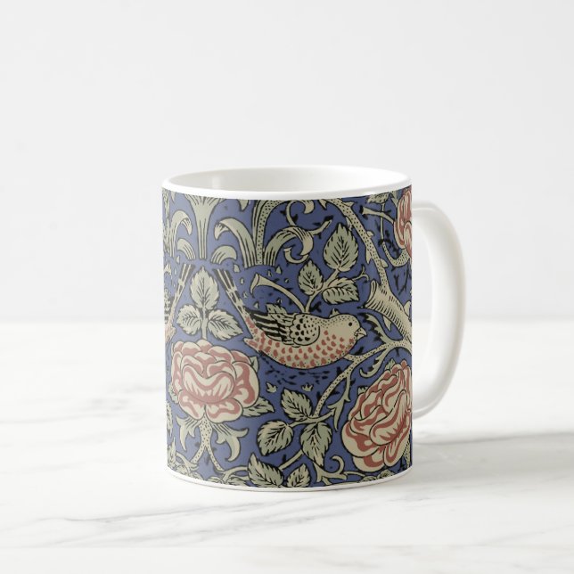 Taza De Café William Morris Tudor Rosa Wallpaper (Anverso derecho)
