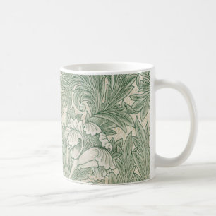 Taza De Café William Morris Verde Salvia Estampado de Tulipán: 