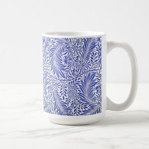 Taza De Café William Morris Vintage Floral Patrón azul Blanco