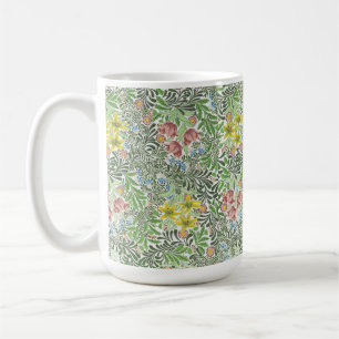 Taza De Café William Morris Vintage Flores verdes rosa
