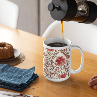 Taza De Café William Morris Watercolor Gold Marrón Rojo