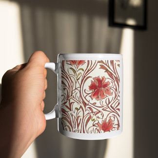 Taza De Café William Morris Watercolor Gold Marrón Rojo