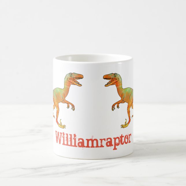 Taza De Café William raptor Funny Velociraptor Dinosaur Art (Centro)