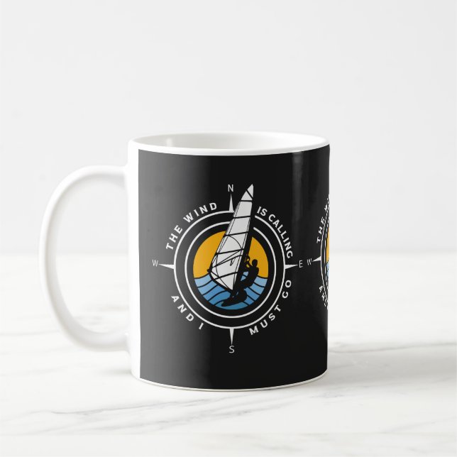 Taza De Café Windsurf, el viento está llamando y debo irme (Izquierda)