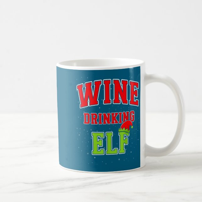 Taza De Café Wine Drinking Elf Christmas Family Matching Group  (Derecha)