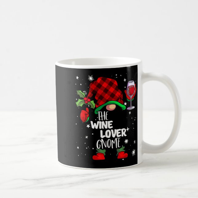Taza De Café Wine Lover Gnome Red Buffalo Plaid Matching Family (Derecha)