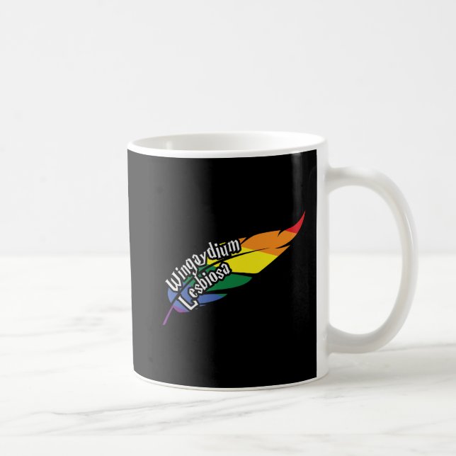 Taza De Café Wingaydium Lesbiosa - Funny LGBTQ+ Magic Pun (Derecha)