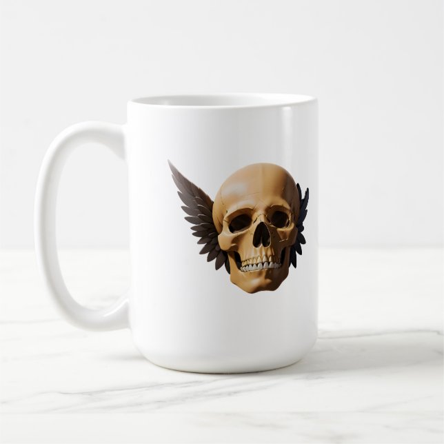 Taza De Café Winged Skull Symbolizing Mortality and Freedom (Izquierda)