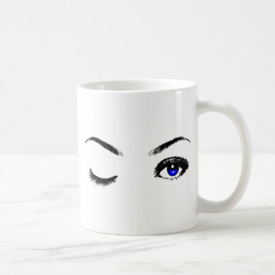 Taza De Café Winking de ojos azules de bonito