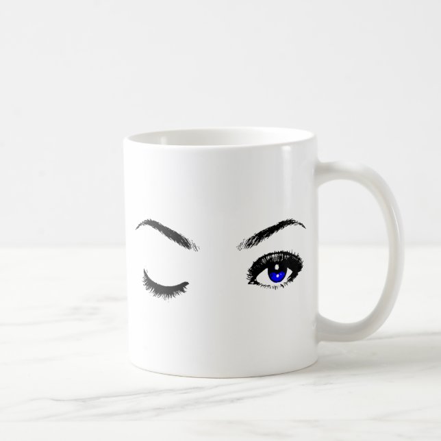 Taza De Café Winking de ojos azules de bonito (Derecha)