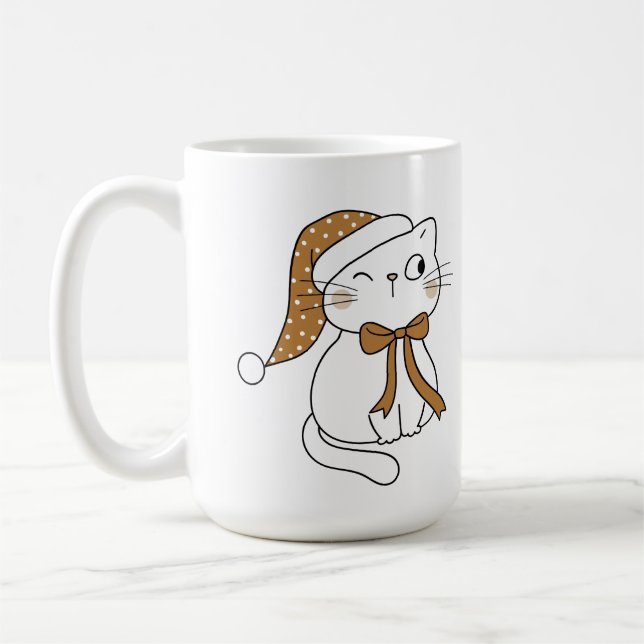 Taza De Café Winking Winter Cat (Izquierda)