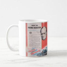 Taza De Café Winston Churchill. Cartel británico del tiempo de