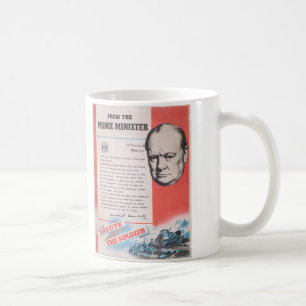 Taza De Café Winston Churchill. Cartel británico del tiempo de