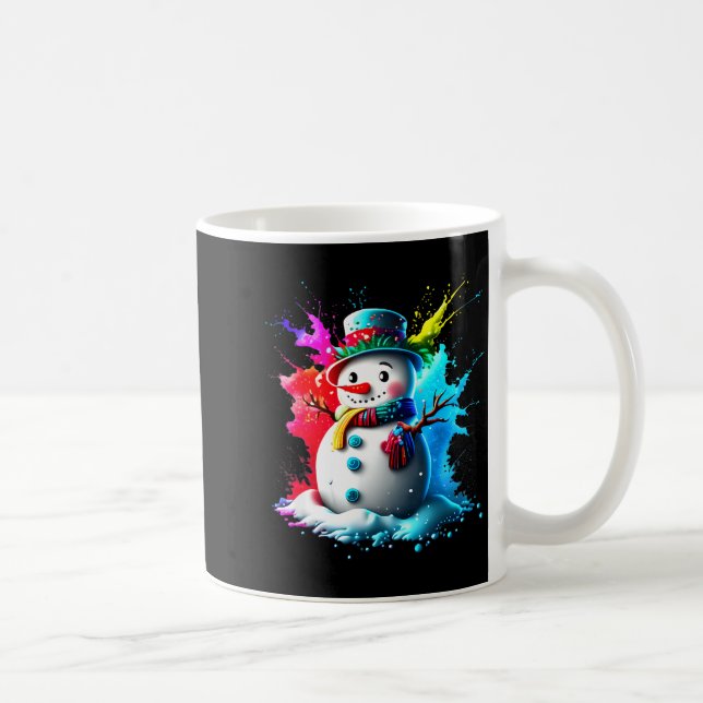 Taza De Café Winter And Snow Christmas A Coloured Snowman  (Derecha)