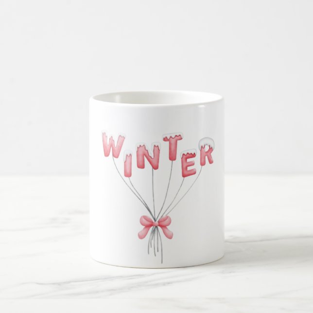 Taza De Café Winter Balloon Letters – Cute Snowy Design (Centro)