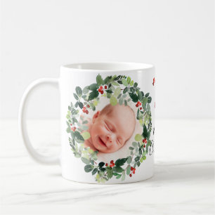 Taza De Café Winter Berries Merry Christmas Personalizado Photo