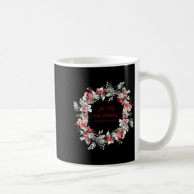 Taza De Café Winter Berry 30th Birthday Elegant  (Derecha)