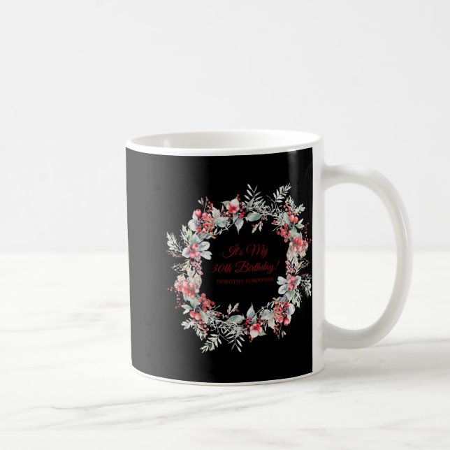 Taza De Café Winter Berry 30th Birthday Elegant  (Derecha)