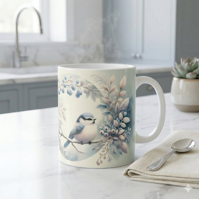 Taza De Café Winter Bluebird Berry Wreath (Winter Bluebird Berry Wreath Coffee Mug)