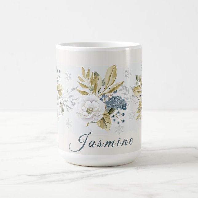 Taza De Café Winter Botanical White Rose & Blueberry (Centro)
