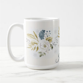 Taza De Café Winter Botanical White Rose & Blueberry