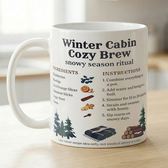 Taza De Café Winter Cabin Simmer Recipe Cozy Nights (Subido por el creador)