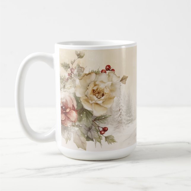 Taza De Café Winter Floral Snowman Mug (Izquierda)