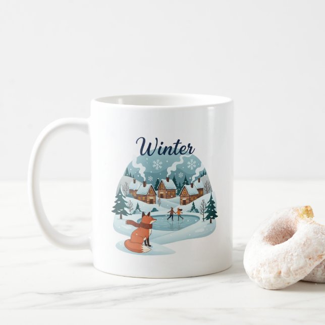 Taza De Café Winter Fox Ceramic Mug (11oz) (Con donut)