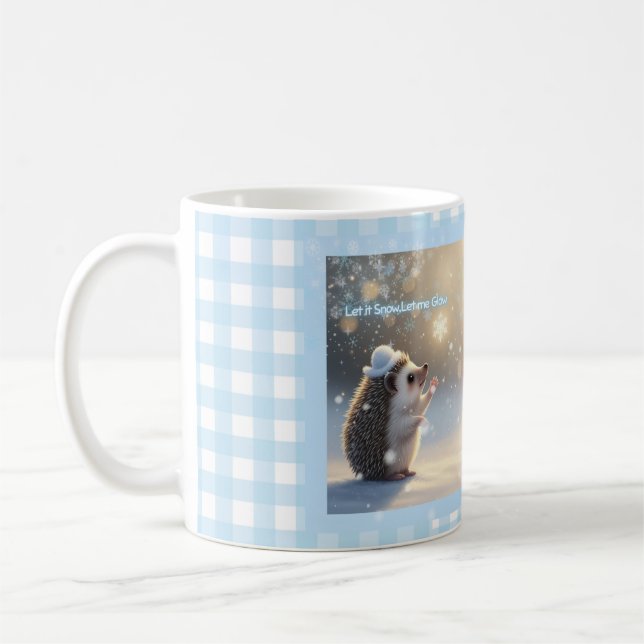 Taza De Café Winter Hedgehog Mug – Cute Snowflake  (Izquierda)