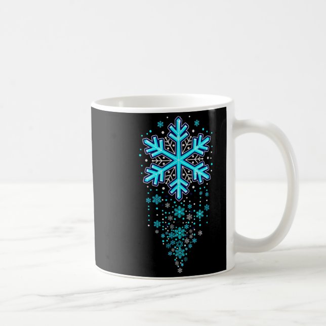 Taza De Café Winter Holiday Apparel - Blue Snowflake Cascade, I (Derecha)