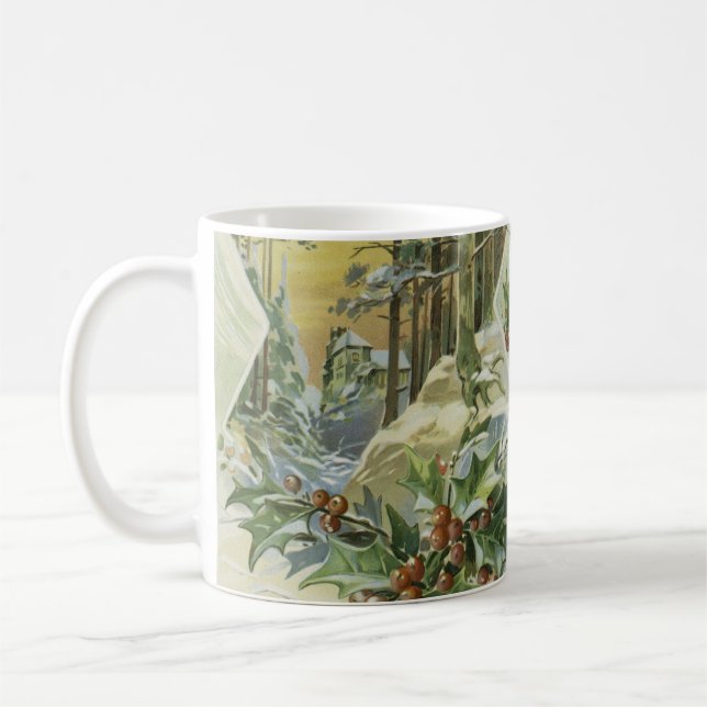 Taza De Café Winter House Vintage Illustration (Izquierda)