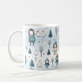 Taza De Café Winter Kids Playing