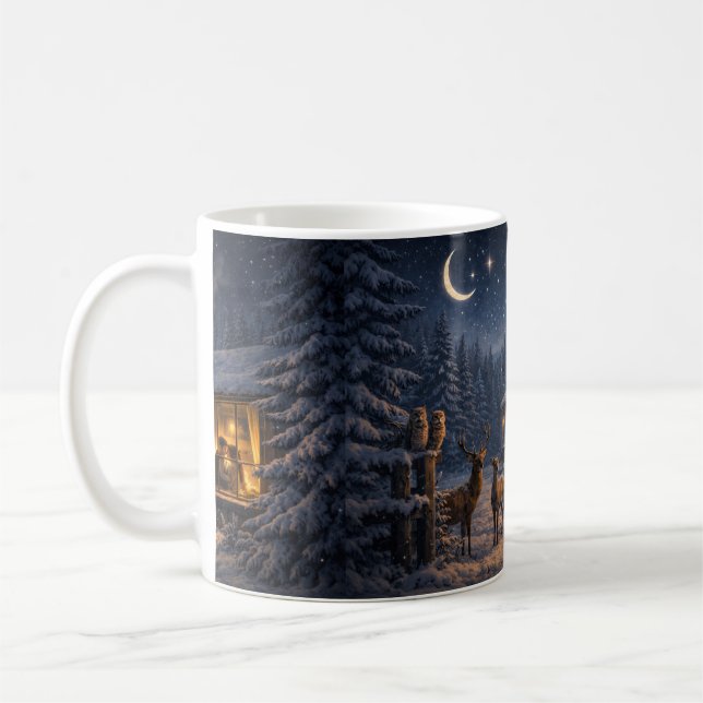 Taza De Café Winter Night Love Cabin – Peaceful  (Izquierda)