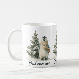 Taza De Café Winter Penguin “Best Mom Ever” Design