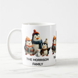 Taza De Café Winter Penguin Family with Snowman