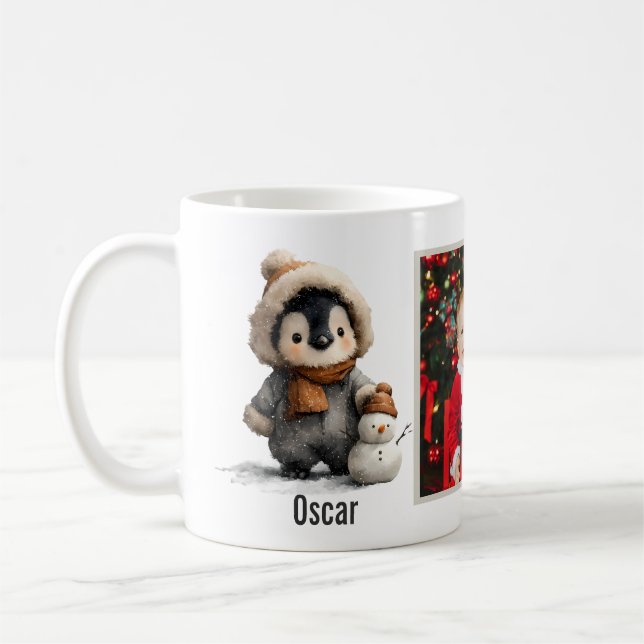 Taza De Café Winter Penguin with Snowman Design (Izquierda)