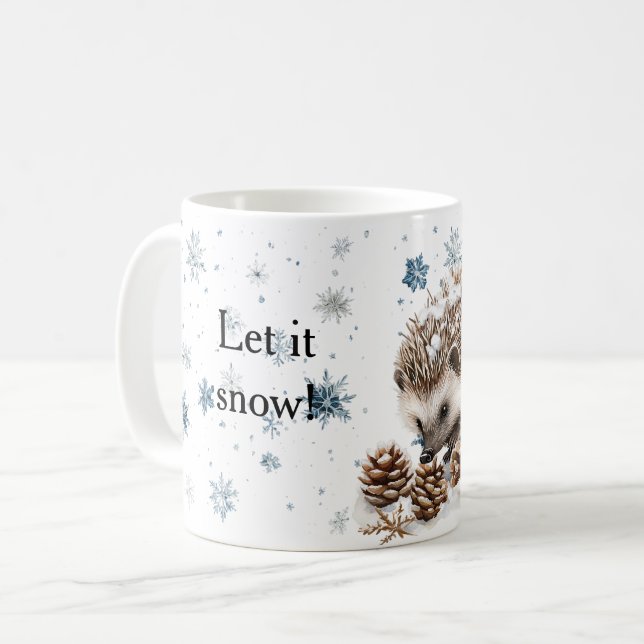 Taza De Café Winter Snowflakes Hedgehog Let it snow Christmas (Anverso izquierdo)