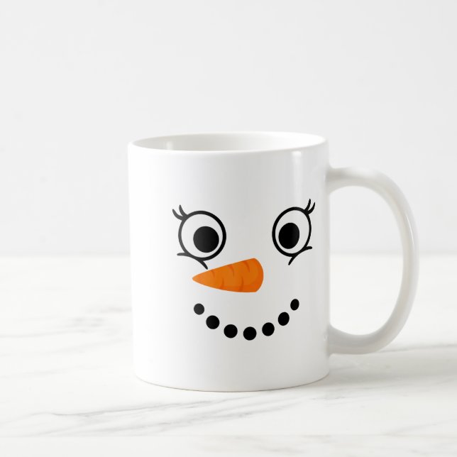 Taza De Café Winter Snowman Face Eyelashes Christmas Xmas Fun D (Derecha)