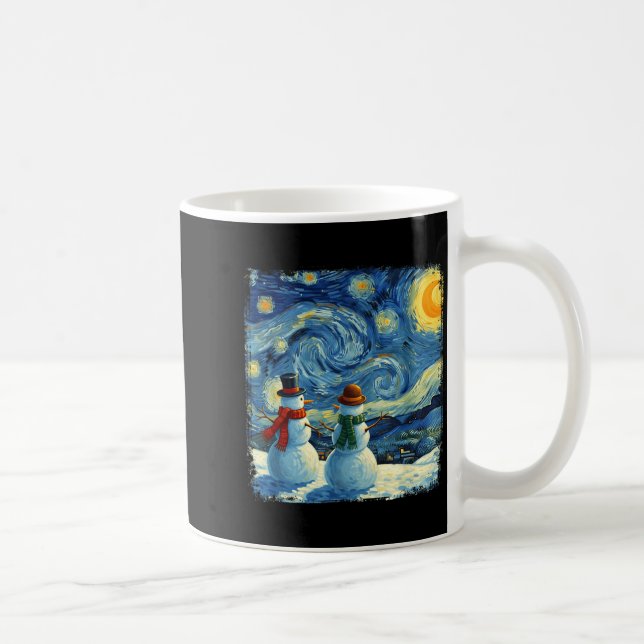 Taza De Café Winter Snowman Van Gogh Starry Night Christmas  (Derecha)